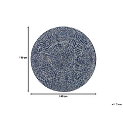 Beliani Tapis rond en jean 140 cm bleu foncé BULUCA