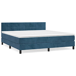 Maison Chic Lit Adulte - Lit simple Lit à sommier tapissier et matelas moelleux - Meuble de Chambre - Bleu foncé 160x200cm Velours -MN66388