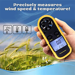 Mini thermomètre de température de testeur de vitesse du vent GM816 d'anémomètre LCD numérique - Jaune