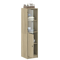 Maison Chic Commode Buffet - Meuble de rangement avec porte en verre chêne sonoma 35x37x142 cm -GKD11848 pas cher