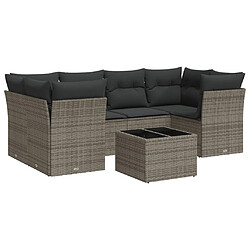 vidaXL Salon de jardin avec coussins 7 pcs gris résine tressée