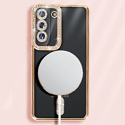 Avizar Coque Diamant pour Samsung Galaxy S22 MagSafe Contour Strass Dorée pas cher