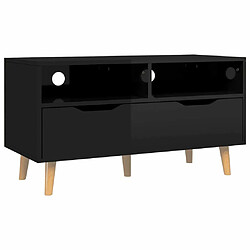 Maison Chic Meuble TV scandinave - Banc TV pour salon noir brillant 90x40x48,5 cm bois d'ingénierie -MN52812