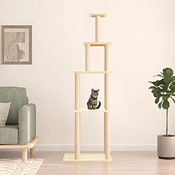 Arbre à chat avec griffoirs,niche pour chat en sisal crème 183 cm -MN52529