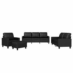 Maison Chic Ensemble de canapés 4 pcs avec coussins, Canapé droit Sofa pour Salon Noir Similicuir -GKD517294