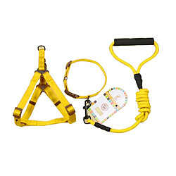 Wewoo Collier de chien + Harnais jaune + Laisse Trois ensembles, S, Taille de poitrine: 34-50cm, col du col: 24-35cm, poids de l'Pour Animal de compagnie: 8 kg ci-dessous