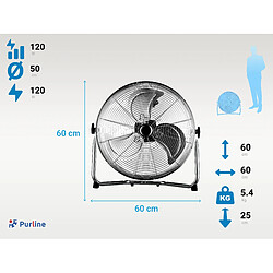 Avis Purline Ventilateur industriel 120W avec 3 pales et 3 vitesses