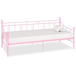 Maison Chic Lit adulte - Lit simple Cadre de lit,Structure du lit Contemporain de repos Rose Métal 90 x 200 cm -MN42182