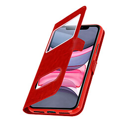 Avizar Housse iPhone 11 Protection Double Fenêtre Fonction Support - rouge