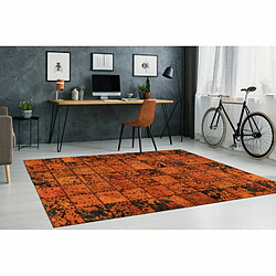 Paris Prix Tapis Patchwork en Cuir Fait Main Voila Orange 160 x 230 cm