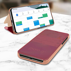 Avizar Étui Motorola Moto G8 Power Clapet Translucide Design Miroir Support Vidéo rose