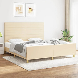 Maison Chic Lit adulte - Cadre Structure de lit avec tête de lit Contemporain Crème 180 x 200 cm Tissu -MN36720