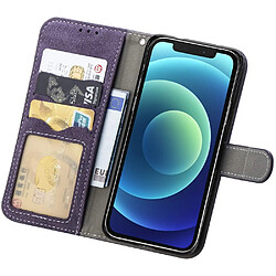 Etui en PU texture rétro, anti-rayures avec support et porte-cartes pour votre iPhone 12/12 Pro 6.1 pouces - violet