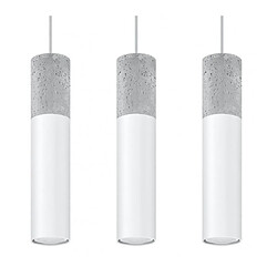 Luminaire Center Suspension Borgio Acier,béton blanc gris 3 ampoules 90cm