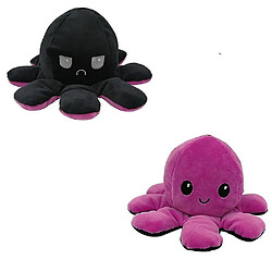 Universal Flip peluche belle poupée en peluche, jouet réversible de simulation douce (noir / violet)