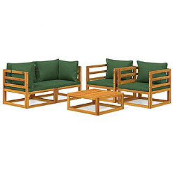 Maison Chic Ensemble de 5 Tables et chaises d'extérieur avec coussins,Salon de jardin vert bois massif -GKD572416