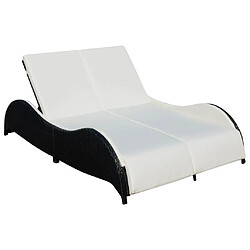 Maison Chic Chaise longue double avec coussin | Bain de soleil Relax | Transat Résine tressée Noir -GKD13666