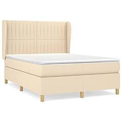 vidaXL Sommier à lattes de lit avec matelas Crème 140x190 cm Tissu