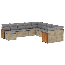 Maison Chic Salon de jardin 11 pcs avec coussins | Ensemble de Table et chaises | Mobilier d'Extérieur beige résine tressée -GKD69470