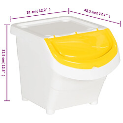 vidaXL Poubelles empilables avec couvercles 3 pcs blanc PP 78 L pas cher