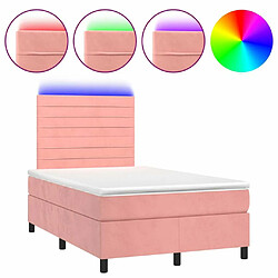 Maison Chic Lit adulte- Lit + matelas,Sommier à lattes de lit avec matelas LED Rose 120x200cm Velours -GKD13977