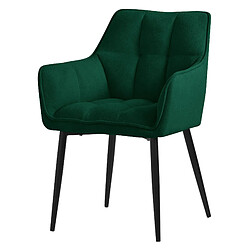 ML-Design Chaise de salle à manger vert foncé en tissu éponge pied noir métallique élégant