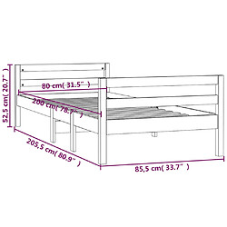 vidaXL Cadre de lit sans matelas 80x200 cm bois massif de pin pas cher