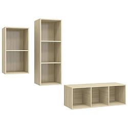 vidaXL Ensemble de meubles TV 3 pcs Chêne sonoma Bois d'ingénierie