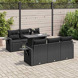 vidaXL Salon de jardin 7 pcs avec coussins noir résine tressée