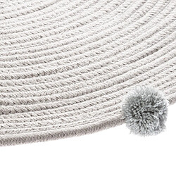 Atmosphera, Createur D'Interieur Tapis rond à gros pompons Gris et blanc - Diam. 90 - Rose