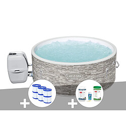 Kit spa gonflable Bestway Lay-Z-Spa Vancouver rond Airjet Plus 3/5 places + 6 filtres + Kit traitement brome