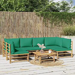 Maison Chic Salon de jardin 7 pcs + coussins - Mobilier/Meubles de jardin - Table et chaises d'extérieur vert bambou -MN48137