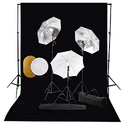 vidaXL Kit de studio photo avec lampes toile de fond et réflecteur