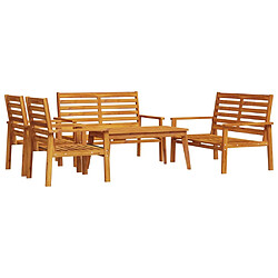 vidaXL Salon de jardin 5 pcs bois d'acacia solide