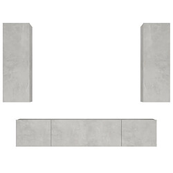 vidaXL Ensemble de meubles TV 4 pcs Gris béton Bois d'ingénierie