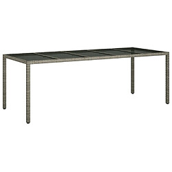 Maison Chic Table de jardin | Table d'extérieur Gris 250x100x75 cm Verre trempé et poly rotin -GKD40572