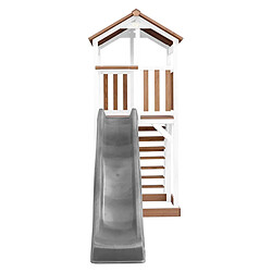 AXI Beach Tower Aire de Jeux avec Toboggan en gris & Bac à Sable | Grande Maison enfant extérieur en marron & BLANC | Cabane de Jeu en Bois FSC