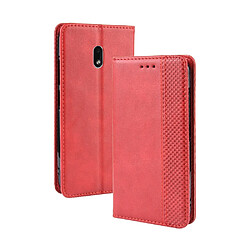 Wewoo Housse Coque Étui en cuir à boucle magnétique avec texture rétro pour Crazy Horse et rabat horizontal Nokia 2.2avec support et logements cartes et cadre photo Rouge