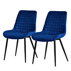 ML-Design Lot de 2 Chaises de Salle à Manger, Bleu Foncé, Assise en Velours avec Pieds Métalliques Noirs