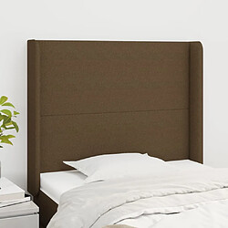 Maison Chic Tête de lit scandinave avec oreilles,meuble de chambre Marron foncé 103x16x118/128 cm Tissu -MN46256