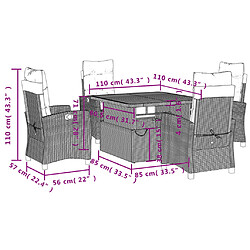 vidaXL Ensemble à manger de jardin avec coussins 5pcs Beige poly rotin pas cher