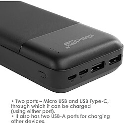 SANAG | Chargeur Portable | Couleur Noir Modèle Pb68 | Batterie Externe | Power Bank | 20000 Mah Usb C Baterie Puissante | Smartphone Et Randonnée Chargeur Portable