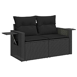 Acheter vidaXL Salon de jardin 6 pcs avec coussins noir résine tressée