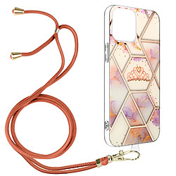 Avizar Coque Cordon iPhone 12 Mini Motif géométrique en Silicone Gel rose gold 