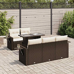 vidaXL Salon de jardin avec coussins 6 pcs marron résine tressée