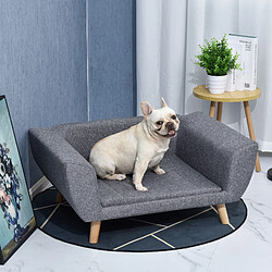 Pawhut Canapé chien lit pour chien design scandinave coussin moelleux pieds bois massif dim. 87 x 61 x 36 cm polyester gris pas cher