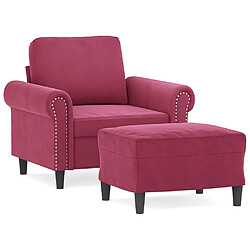 vidaXL Fauteuil avec repose-pied Rouge bordeaux 60 cm Velours