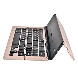 Wewoo Clavier QWERTY Universel or rose pour iOS, Android, Microsoft BlueFinger F18 3-pliable alliage d'aluminium Bluetooth avec support