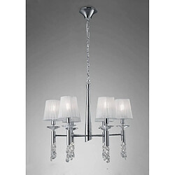 Luminaire Center Suspension Tiffany 6+6 Ampoules E14+G9, chrome poli avec Abat jour blancs & cristal transaparent