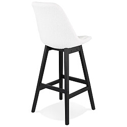 Acheter Alterego Tabouret de bar 'SANDRA' en tissu bouloché blanc et pied en bois noir